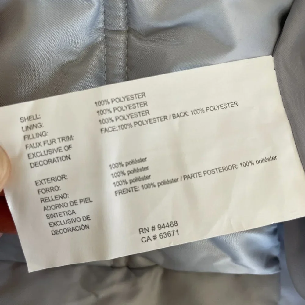 NAUTICA || Women's Gray Silver Removable Hooded Fur Trim Puffer Jacket - Size L - Picture 10 of 10